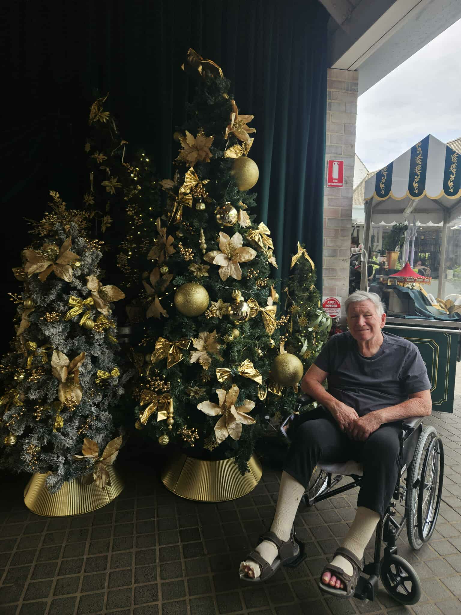 Client visiting Christmas display